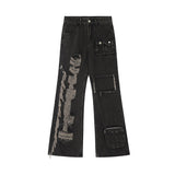 Itooh Retro Ripped Multi-pocket Cargo Jeans