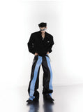 Itooh PU Leather Blue Black Trousers