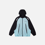 ITOOH Winter Outfits Men Retro Color Block Hooded Windbreaker Jacket