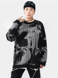 ITOOH 2024 Fall Fashion  Harajuku Y2k O Neck Knitted Sweater For Male Trendy Street Long Sleeve Oversize Pullover Jumper Autumn Casual Loose Knit Blouse