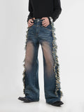 Itooh Heavy-duty Side Raw Edge Gradient Jeans