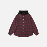 ITOOH Winter Outfits Men Plaid Front Pockets Hooded Jacket