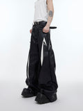 Itooh Metal Button Design Line Leather Pants