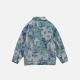 ITOOH Winter Outfits Men Floral Jacquard Denim Jackets