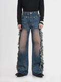 Itooh Heavy-duty Side Raw Edge Gradient Jeans