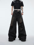 Itooh Deconstructed Ripped Fringed Baggy Jeans