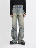 Itooh Heavy Washed Raw Edge Jeans