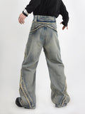 Itooh Deconstructed Raw-edge Paneled Bootcut Jeans