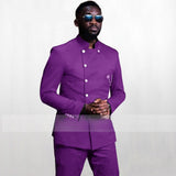 ITOOH African Style Male Royal Blue Tuxedos for Wedding Costume Groomsmen Best Man Slim Fit Double Breasted Blazer Pants