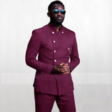 ITOOH African Style Male Royal Blue Tuxedos for Wedding Costume Groomsmen Best Man Slim Fit Double Breasted Blazer Pants