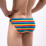 ITOOH Fashion Men Rainbow Striped Briefs U Convex Pouch Panties Man Colorful Underwear Male  Underpants Low Rise Knickers