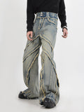 Itooh Deconstructed Raw-edge Paneled Bootcut Jeans