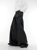 Itooh High Waist Wide Leg Leather Pants