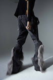 Itooh High Street Washed Distressed Furry Jeans