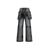 Itooh Washed Distressed Double-layered Jeans