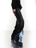 Itooh PU Leather Blue Black Trousers