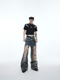 Itooh Mesh Hollow Retro Gradient Jeans