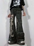 Itooh Retro Ripped Multi-pocket Cargo Jeans