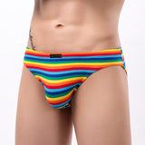 ITOOH Fashion Men Rainbow Striped Briefs U Convex Pouch Panties Man Colorful Underwear Male  Underpants Low Rise Knickers