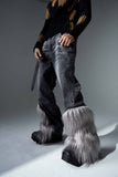 Itooh High Street Washed Distressed Furry Jeans