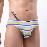 ITOOH Fashion Men Rainbow Striped Briefs U Convex Pouch Panties Man Colorful Underwear Male  Underpants Low Rise Knickers