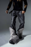 Itooh High Street Washed Distressed Furry Jeans