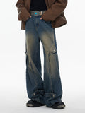 Itooh Distressed Washed Deconstructed Patchwork Jeans