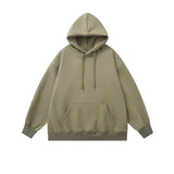 ITOOH Basic Solid Color Velvet Hooded Sweatshirt