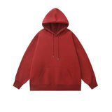 ITOOH Basic Solid Color Velvet Hooded Sweatshirt