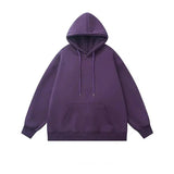 ITOOH Basic Solid Color Velvet Hooded Sweatshirt