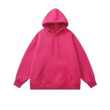 ITOOH Basic Solid Color Velvet Hooded Sweatshirt