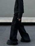 ITOOH Black Wide-Leg Cargo Pants