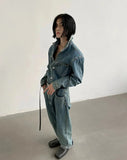 ITOOH Blue Long-sleeved Denim Jumpsuit