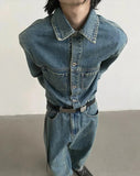 ITOOH Blue Long-sleeved Denim Jumpsuit