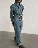 ITOOH Blue Long-sleeved Denim Jumpsuit