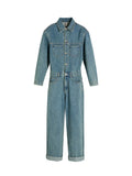 ITOOH Blue Long-sleeved Denim Jumpsuit