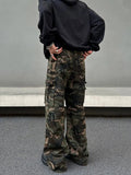 ITOOH Chain Detail Camouflage Cargo Pants