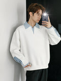 ITOOH Contrast Color Lapel Sweatshirt