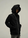 Itooh Diagonal Zipper Hooded Sweatshirt