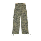 ITOOH Drawstring Waist Camo Cargo Pants