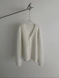 Itooh Faux Mink Velvet V-neck Knitted Cardigan