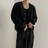 Itooh Faux Mink Velvet V-neck Knitted Cardigan