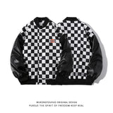 ITOOH American checkerboard stitching Baseball Jacket, men's fashion brand loose BF versatile casual jacket jaket men mens clothing