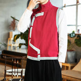 Itooh Autumn Winter Men Cotton Padded Vests Mens Chinese Style Harajuku Vest Jacket Male Hanfu Sleeveless Waistcoat Padded Vest