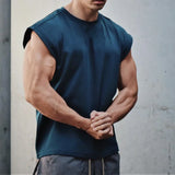 Itooh New Men O-neck Tank Top Pure Color Cotton Summer Vest Gym Muscle Bodybuilding Streetwear Sleeveless Shirt Workout Fitness Sport