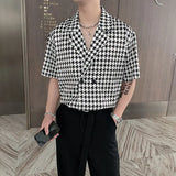 Itooh Summer Short-sleeved Shirts Men Fashion Retro Plaid Shirts Men Streetwear Korean Loose Casual Shirts Mens Dress Shirts M-2XL