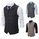 Itooh Autumn Business Vest Men's Clothing Male Lapel Casual Men Suit Vest With Pockets Vest Outerwear Chaleco Hombre