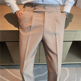 ITOOH 7Colors Top Quality Naples Drape Suit Pants Men Dress Simple High Waist Business Formal Wear Straight Office Trousers Casual 36