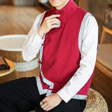 Itooh Autumn Winter Men Cotton Padded Vests Mens Chinese Style Harajuku Vest Jacket Male Hanfu Sleeveless Waistcoat Padded Vest