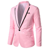 Itooh Spring Autumn New Men Blazer Fashion Slim casual blazer for Men Pink/Black/White One Button Mens Suit jacket Outerwear Male 5XL